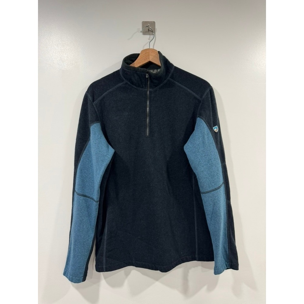 Kuhl Interceptr Quarter Zip Pullover Fleece Mens Large Black Blue‎ Sweater